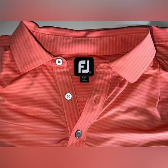 NBW: FootJoy Men’s Striped Golf Polo, size XL, coral/ peach color - Picture 3 of 6